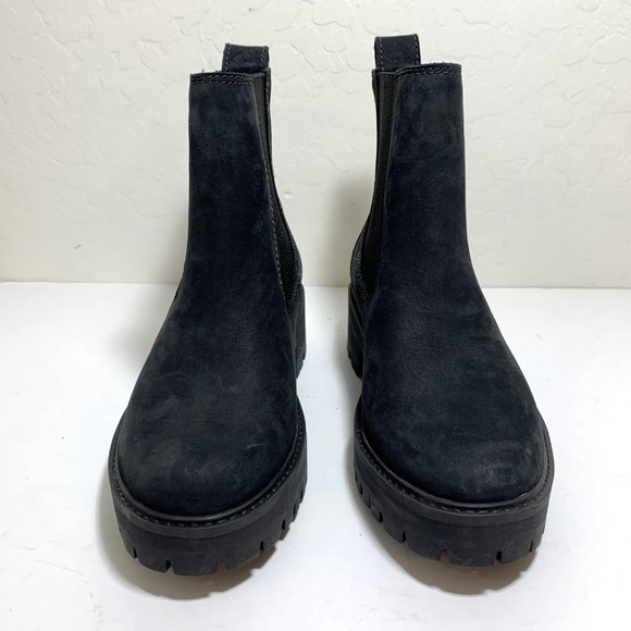 Timberland Courmayeur Valley Chelsea Boots Nubuck Leather Booties Black Size 7 - Picture 3 of 7